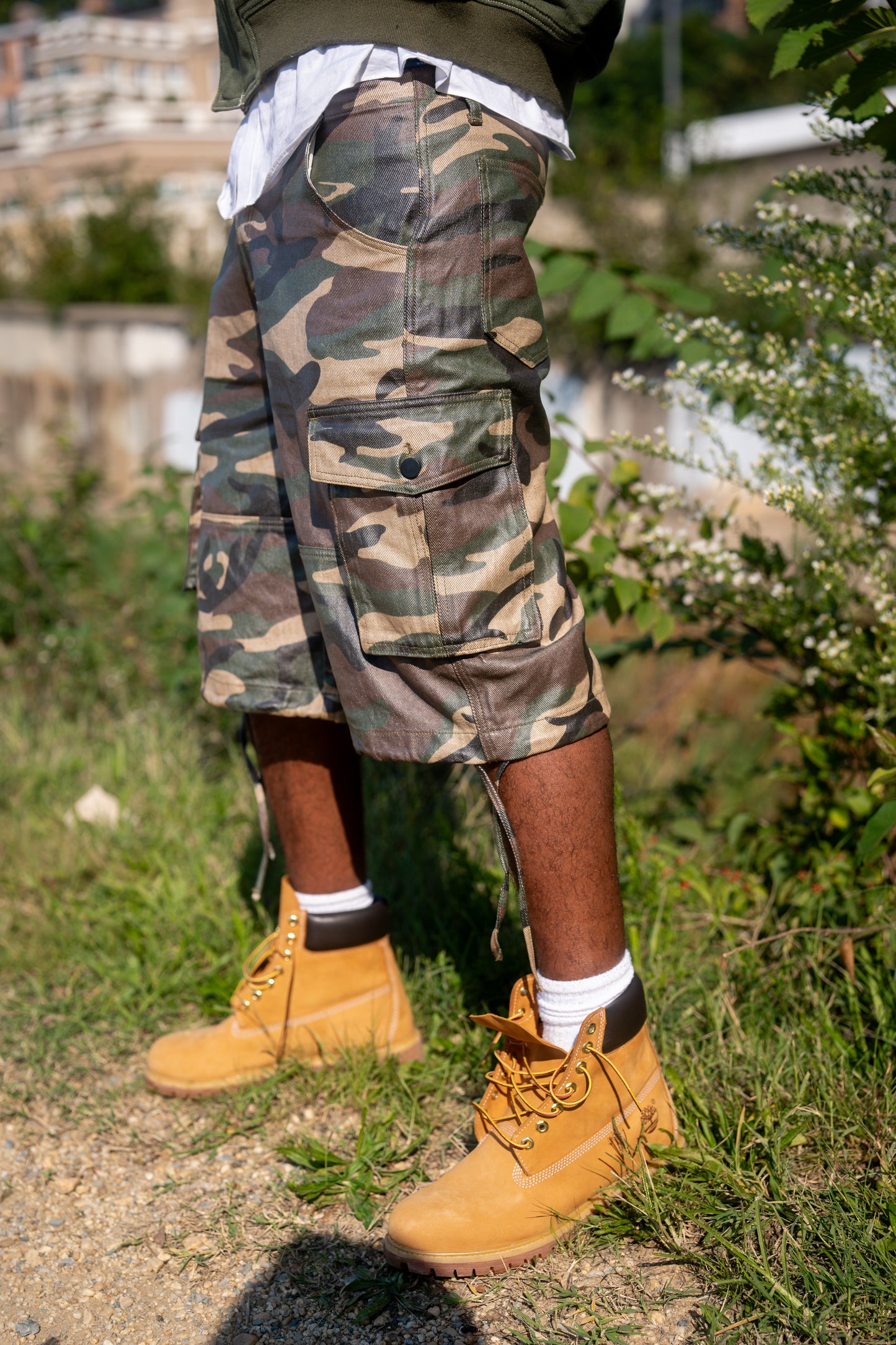 Camo Waxed Cargo Shorts